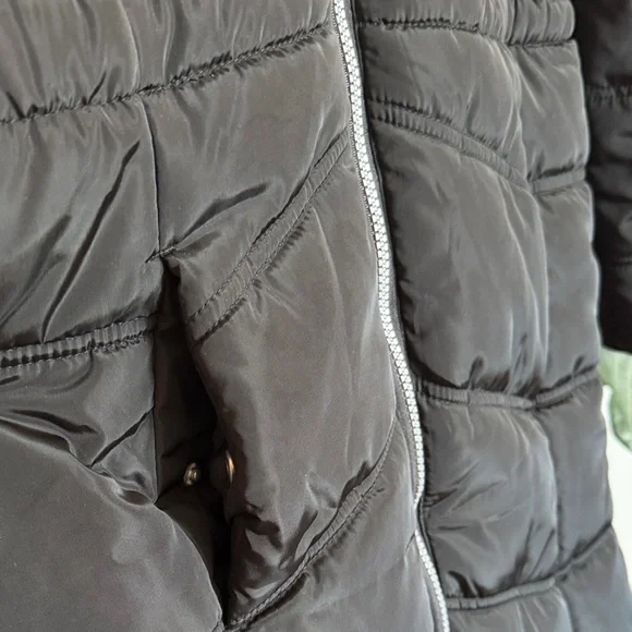 Calvin Klein Kids Black Puffer Coat with Fur Hood - Picture 7 of 16